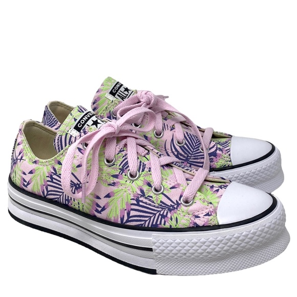 Converse Ctas Eva Lift OX Platform Low Sneakers Canvas Kids Women Pink A01200F - Picture 1 of 11